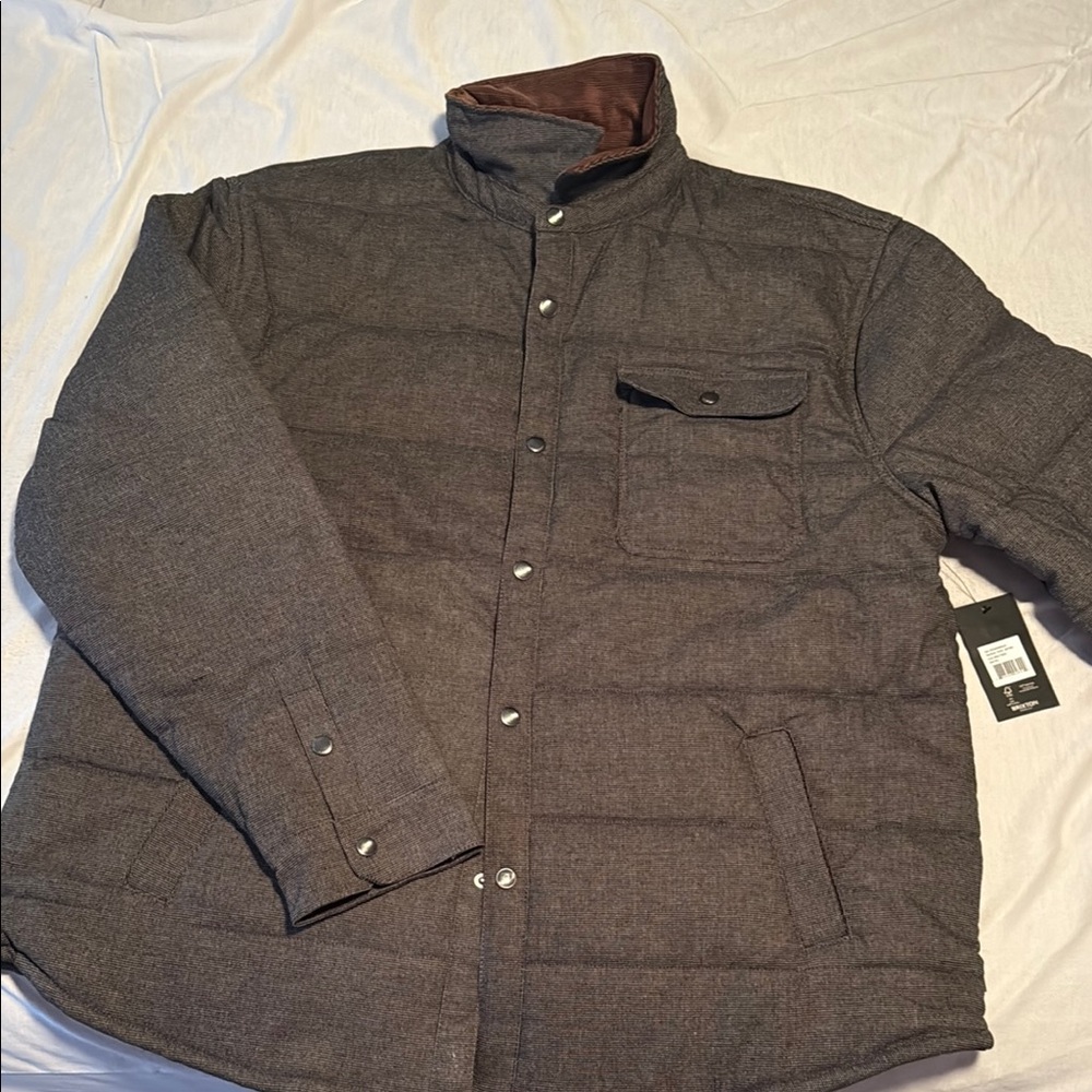 Brixton Brown Puffer Jacket Quilted Design